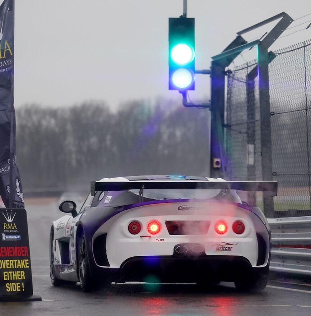 Pit exit in the rain